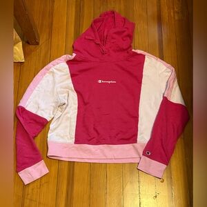 Vintage Pink and white color block Champion hoodie #hoodie #80s vibe